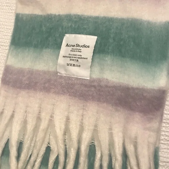❌ SOLD ❌ Acne Scarf in Green, Beige and Purple Blend - Picture 3 of 6
